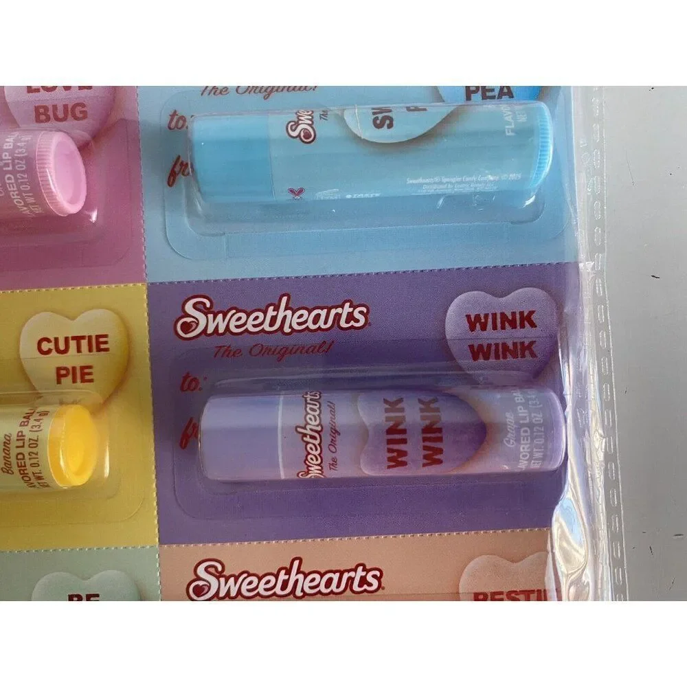 8 Pack SWEETHEARTS Flavored Lip Balm Set Banana Strawberry Grape‎ Blueberry NEW